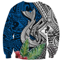 Polynesian Sweatshirt Whale Pattern and Hibiscus Flowers TS04 - Polynesian Pride