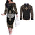 Polynesian Hawaii Tattoo Couples Matching Off The Shoulder Long Sleeve Dress and Long Sleeve Button Shirts TS04 Multicolor - Polynesian Pride