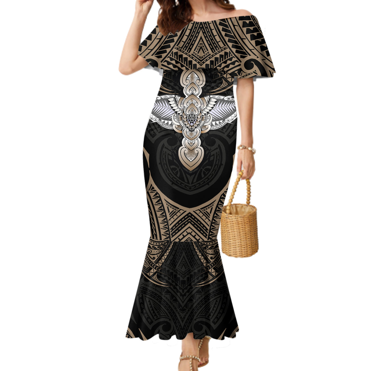 Polynesian Hawaii Tattoo Family Matching Mermaid Dress and Hawaiian Shirt TS04 Mom's Dress Multicolor - Polynesian Pride