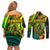 Hawaii Couples Matching Off Shoulder Short Dress and Long Sleeve Button Shirts Polynesian Fish Hook and Hibiscus Flowers with Gradient Pattern TS04 - Polynesian Pride