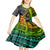 Hawaii Kid Short Sleeve Dress Polynesian Fish Hook and Hibiscus Flowers with Gradient Pattern TS04 - Polynesian Pride