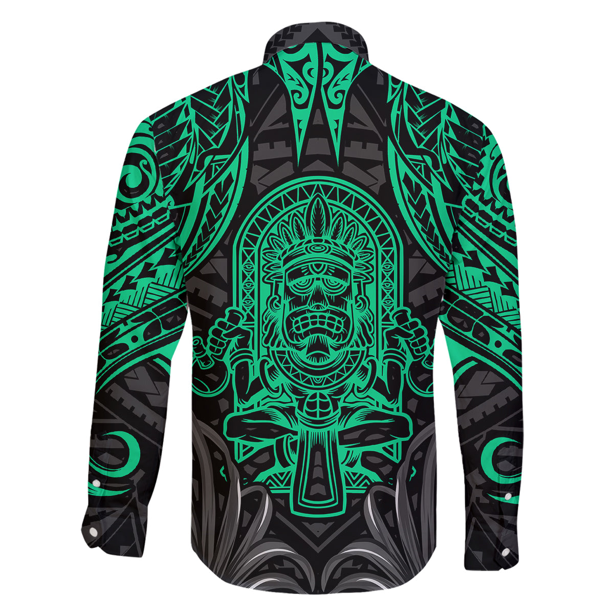 Polynesian Family Matching Long Sleeve Bodycon Dress and Hawaiian Shirt Abstract Tiki TS04 - Polynesian Pride