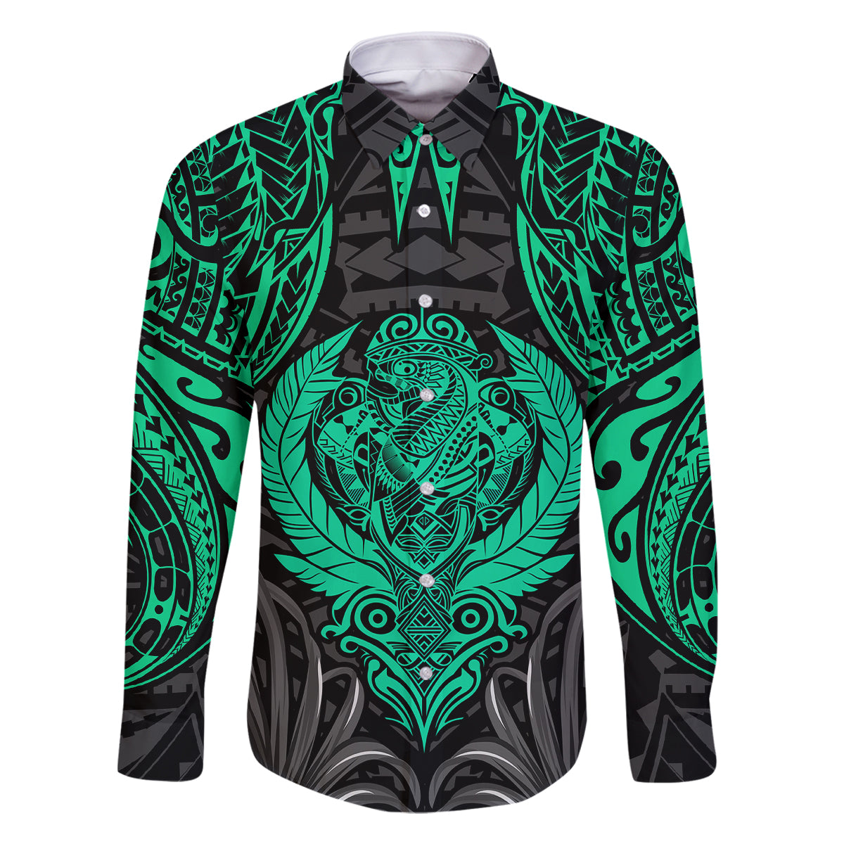 Polynesian Family Matching Mermaid Dress and Hawaiian Shirt Abstract Tiki TS04 Dad's Shirt - Long Sleeve Black/Yellow - Polynesian Pride