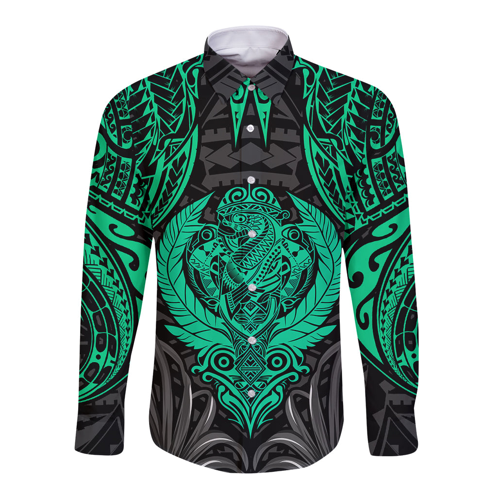 Polynesian Long Sleeve Button Shirt Abstract Tiki TS04 Unisex Black Yellow - Polynesian Pride