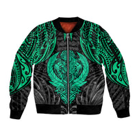 Polynesian Sleeve Zip Bomber Jacket Abstract Tiki TS04 Unisex Black/Yellow - Polynesian Pride