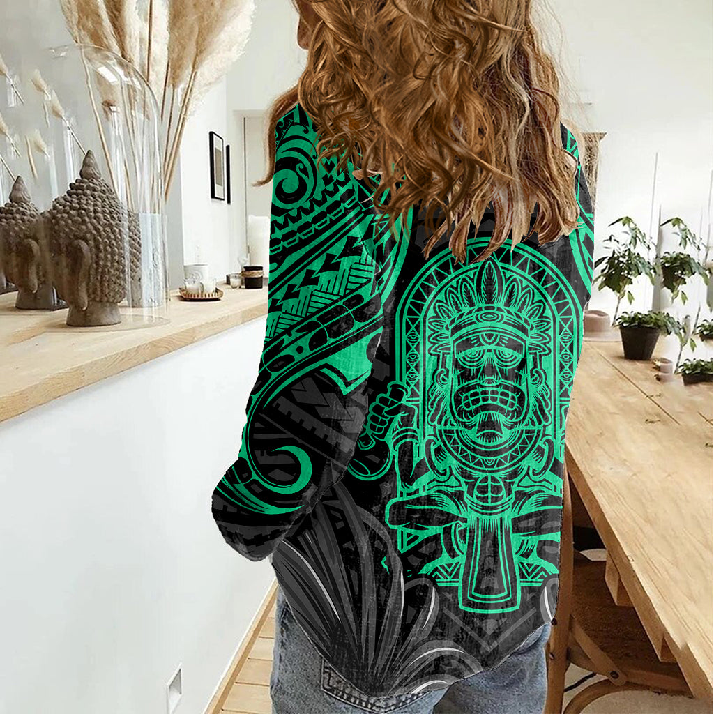 Polynesian Women Casual Shirt Abstract Tiki TS04 - Polynesian Pride