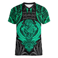 Polynesian Women V Neck T Shirt Abstract Tiki TS04 Female Black/Yellow - Polynesian Pride