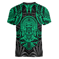 Polynesian Women V Neck T Shirt Abstract Tiki TS04 - Polynesian Pride