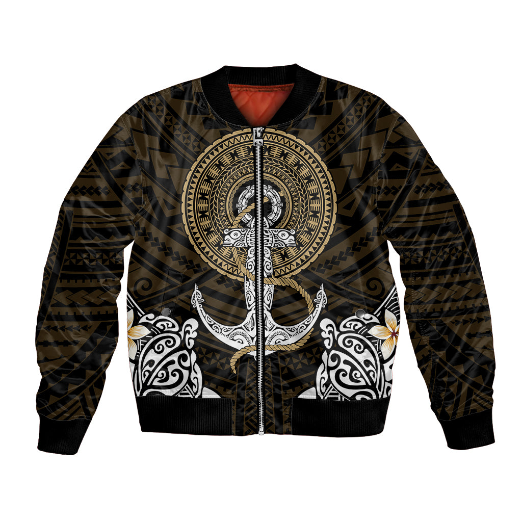 Polynesian Swordfish Bomber Jacket with Anchor Pattern and Tribal Turtle TS04 - Polynesian Pride