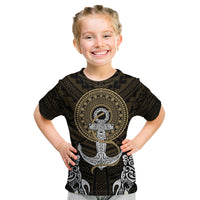Polynesian Swordfish Kid T Shirt with Anchor Pattern and Tribal Turtle TS04 - Polynesian Pride
