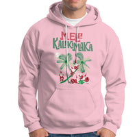 Mele Kalikimaka Santa Climb Palm Tree Hawaiian Christmas Hoodie TS09 Light Pink - Polynesian Pride