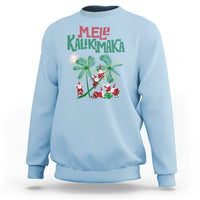 Mele Kalikimaka Santa Climb Palm Tree Hawaiian Christmas Sweatshirt TS09 Light Blue - Polynesian Pride