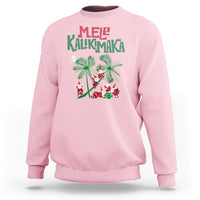 Mele Kalikimaka Santa Climb Palm Tree Hawaiian Christmas Sweatshirt TS09 Light Pink - Polynesian Pride
