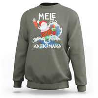 Mele Kalikimaka Surfing Cute Santa Hawaiian Christmas Sweatshirt TS09 Military Green - Polynesian Pride