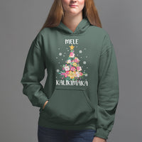 Mele Kalikimaka Hawaiian Christmas Tree Tropical Flower Hoodie TS09 Dark Forest Green - Polynesian Pride