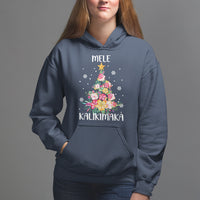 Mele Kalikimaka Hawaiian Christmas Tree Tropical Flower Hoodie TS09 Navy - Polynesian Pride