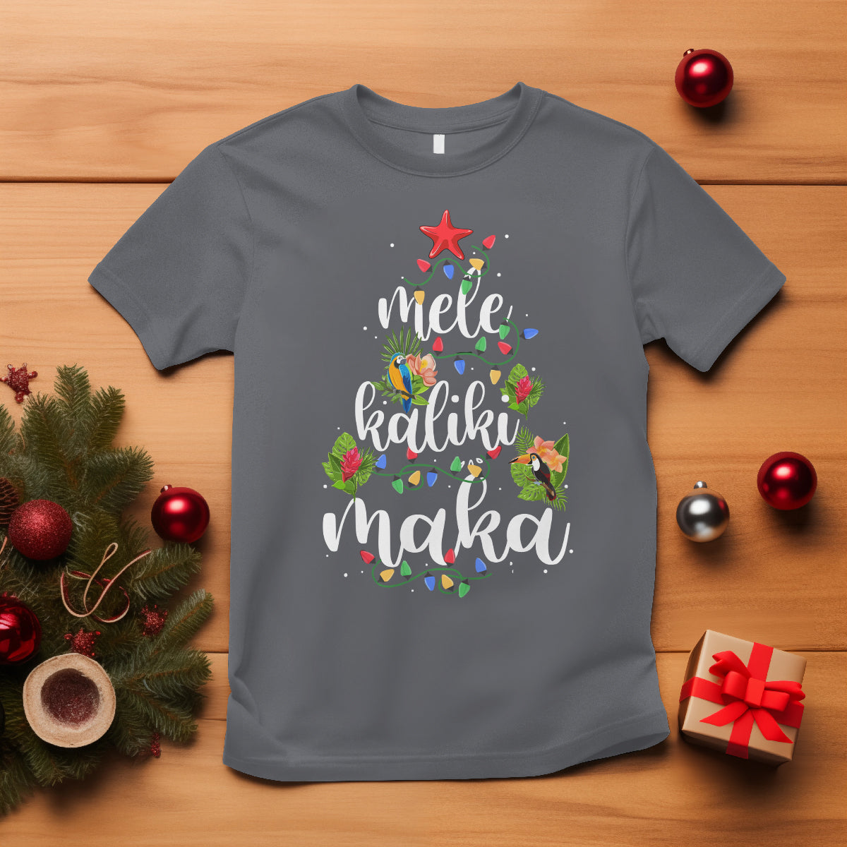 Mele Kalikimaka Hawaiian Christmas Tree T Shirt TS09 Charcoal - Polynesian Pride