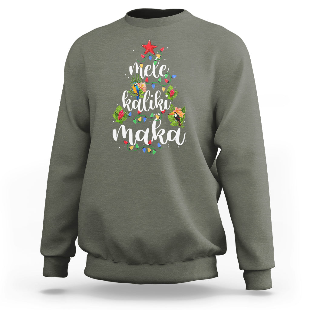 Mele Kalikimaka Hawaiian Christmas Tree Sweatshirt TS09 Military Green - Polynesian Pride