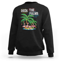 Christmas In Hawaii Sweatshirt Deck the Palms Firework Merry Christmas Flamingo TS09 Black - Polynesian Pride