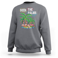 Christmas In Hawaii Sweatshirt Deck the Palms Firework Merry Christmas Flamingo TS09 Charcoal - Polynesian Pride