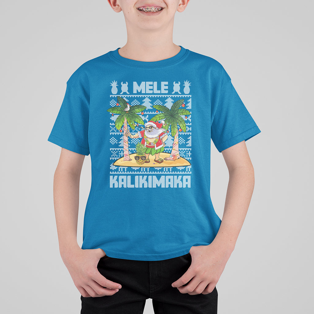Mele Kalikimaka Santa Hawaiian Christmas Hula Dance T Shirt For Kid TS09 Sapphire - Polynesian Pride