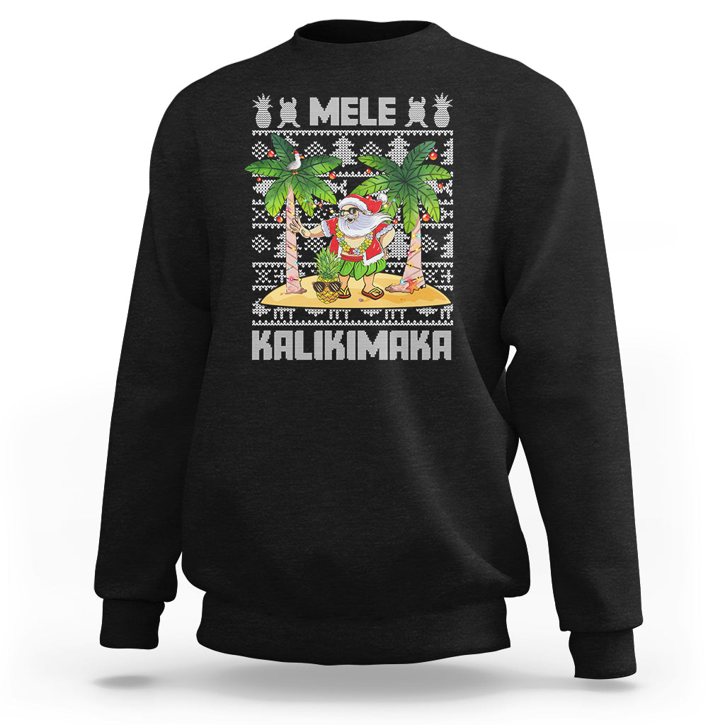 Mele Kalikimaka Santa Hawaiian Christmas Hula Dance Sweatshirt TS09 Black - Polynesian Pride