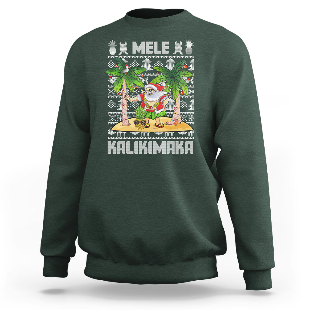 Mele Kalikimaka Santa Hawaiian Christmas Hula Dance Sweatshirt TS09 Dark Forest Green - Polynesian Pride