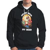 Christmas In Hawaii Hoodie Ho Ho Hold My Beer Cool Santa Sunglass TS09 Black - Polynesian Pride