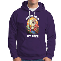 Christmas In Hawaii Hoodie Ho Ho Hold My Beer Cool Santa Sunglass TS09 Purple - Polynesian Pride