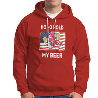 Christmas In Hawaii Hoodie Ho Ho Hold My Beer Drunk Santa USA Flag TS09 Red - Polynesian Pride