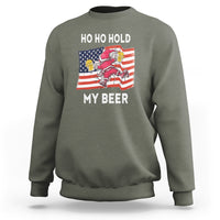 Christmas In Hawaii Sweatshirt Ho Ho Hold My Beer Drunk Santa USA Flag TS09 Military Green - Polynesian Pride