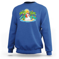 Christmas In Hawaii Sweatshirt Hawaiian Snowman Xmas Palm Tree At The Beach TS09 Royal Blue - Polynesian Pride