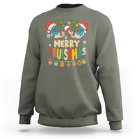 Merry Cruisemas Hawaiian Christmas Palm Tree Sunglass Sweatshirt TS09 Military Green - Polynesian Pride