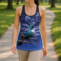 Tui Bird Matariki Galaxy Hollow Tank Top Koru Silver Fern Aotearoa