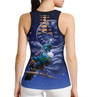 Tui Bird Matariki Galaxy Hollow Tank Top Koru Silver Fern Aotearoa