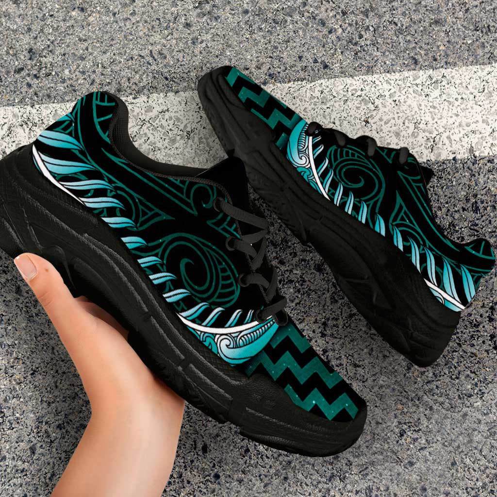 Turquoise Matariki New Zealand Chunky Sneakers Maori Poutama Galaxy Vibes LT14 - Polynesian Pride