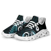 Turquoise New Zealand Clunky Sneakers Aotearoa Silver Fern With Manaia Maori Unique