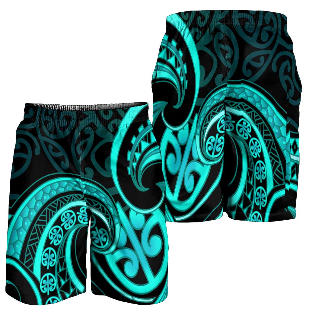 Turquoise New Zealand Mangopare Shorts for Men Aotearoa Maori Koru Style LT14