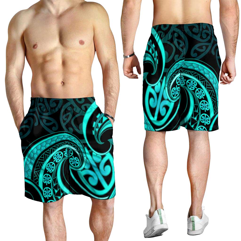 Turquoise New Zealand Mangopare Shorts for Men Aotearoa Maori Koru Style LT14