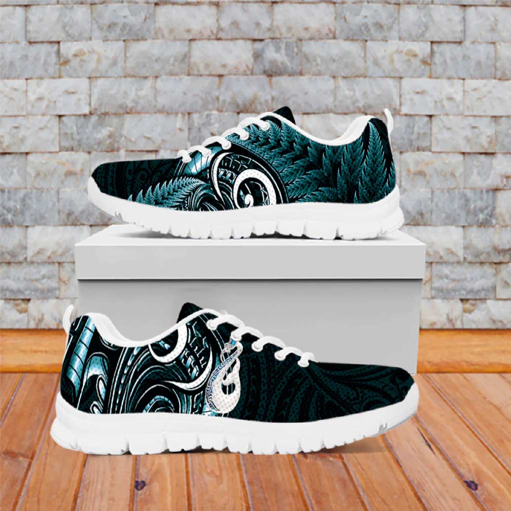 Turquoise New Zealand Sneakers Aotearoa Silver Fern With Manaia Maori Unique LT14 Turquoise - Polynesian Pride