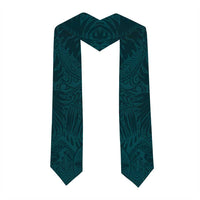 Turquosie Polynesia Graduation Stole Plumeria Tropical Leaves With Galaxy Polynesian Art