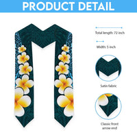 Turquosie Polynesia Graduation Stole Plumeria Tropical Leaves With Galaxy Polynesian Art