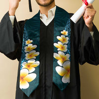 Turquosie Polynesia Graduation Stole Plumeria Tropical Leaves With Galaxy Polynesian Art