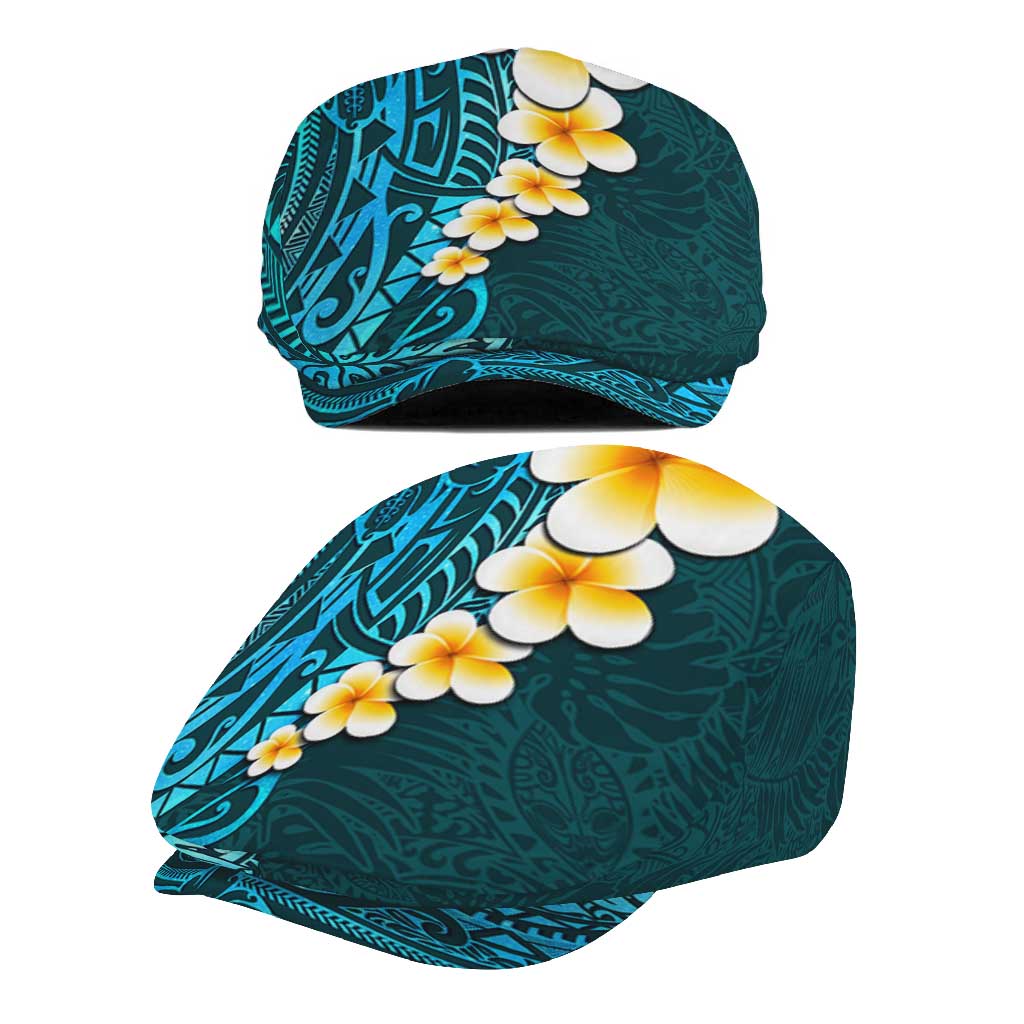 Turquosie Polynesia Jeff Hat Plumeria Tropical Leaves Galaxy Polynesian Art - Polynesian Pride