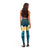 Turquosie Polynesia Leggings Plumeria Tropical Leaves With Galaxy Polynesian Art - Polynesian Pride