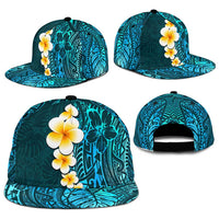 Turquosie Polynesia Snapback Cap Plumeria Tropical Leaves With Galaxy Polynesian Art - Polynesian Pride