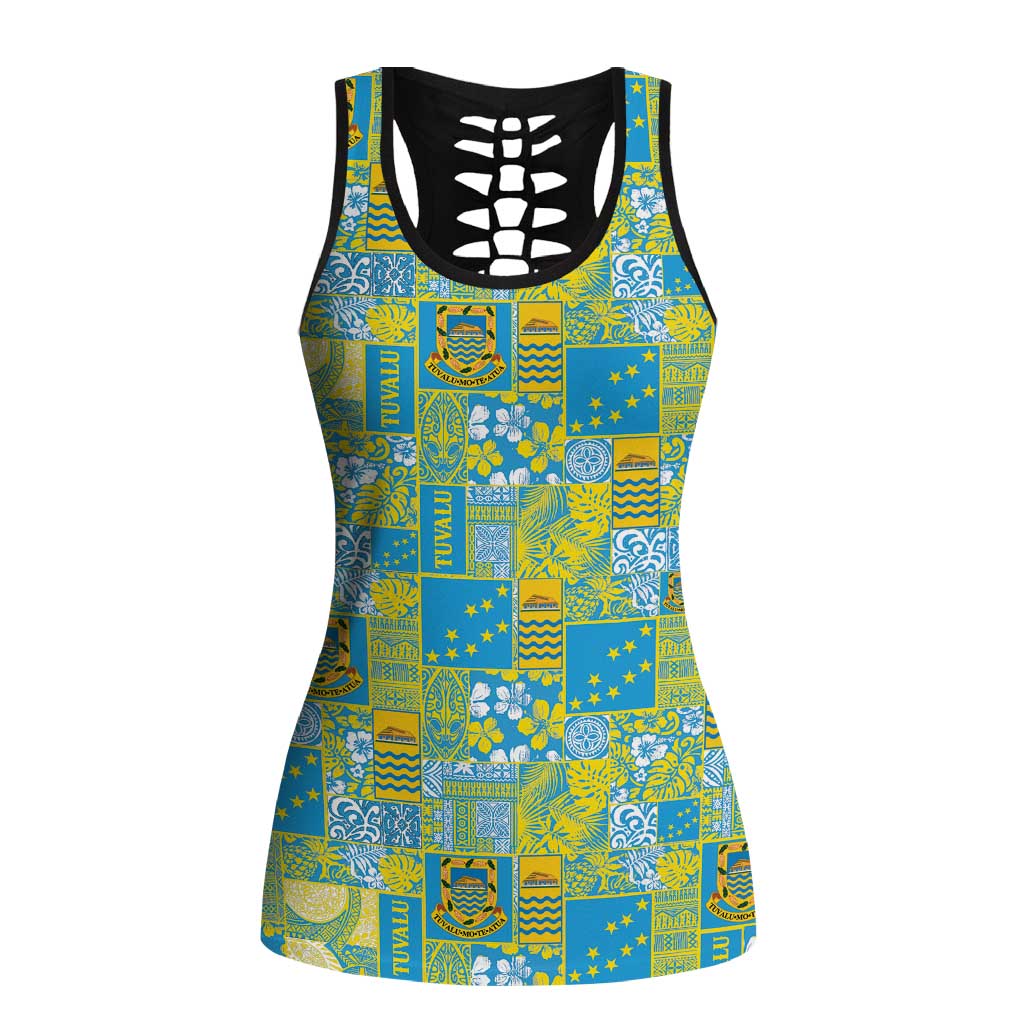 Tuvalu Manuia te Kilisimasi Hollow Tank Top Pacific Patchwork Xmas Vibes - Polynesian Pride
