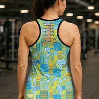 Tuvalu Manuia te Kilisimasi Hollow Tank Top Pacific Patchwork Xmas Vibes - Polynesian Pride