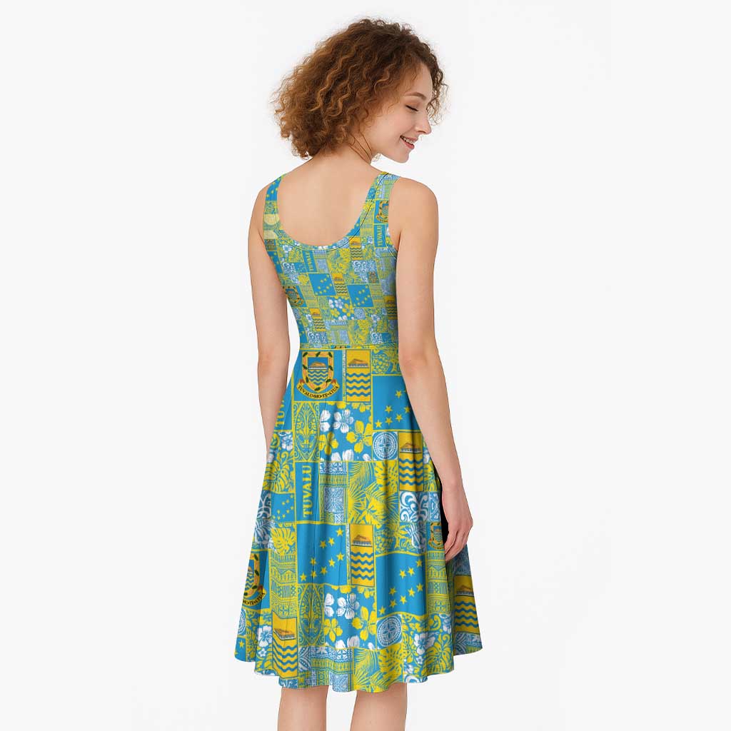 Tuvalu Manuia te Kilisimasi Midi Dress Pacific Patchwork Xmas Vibes - Polynesian Pride