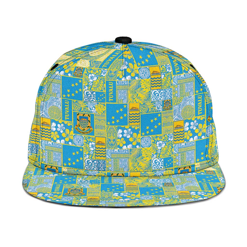 Tuvalu Manuia te Kilisimasi Snapback Cap Pacific Patchwork Xmas Vibes - Polynesian Pride